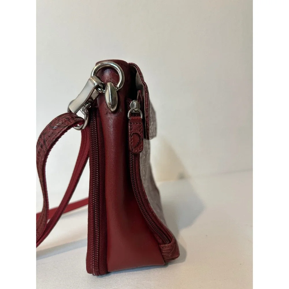 Gun Tote'n Mamas Burgundy Floral Embossed Leather Concealed Carry Crossbody Bag